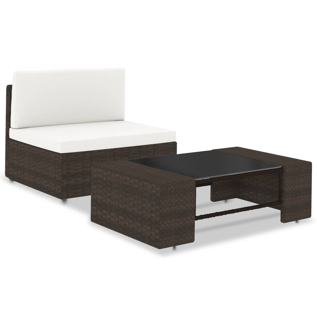 vidaXL Modulares Mittelsofa Poly Rattan Schwarz