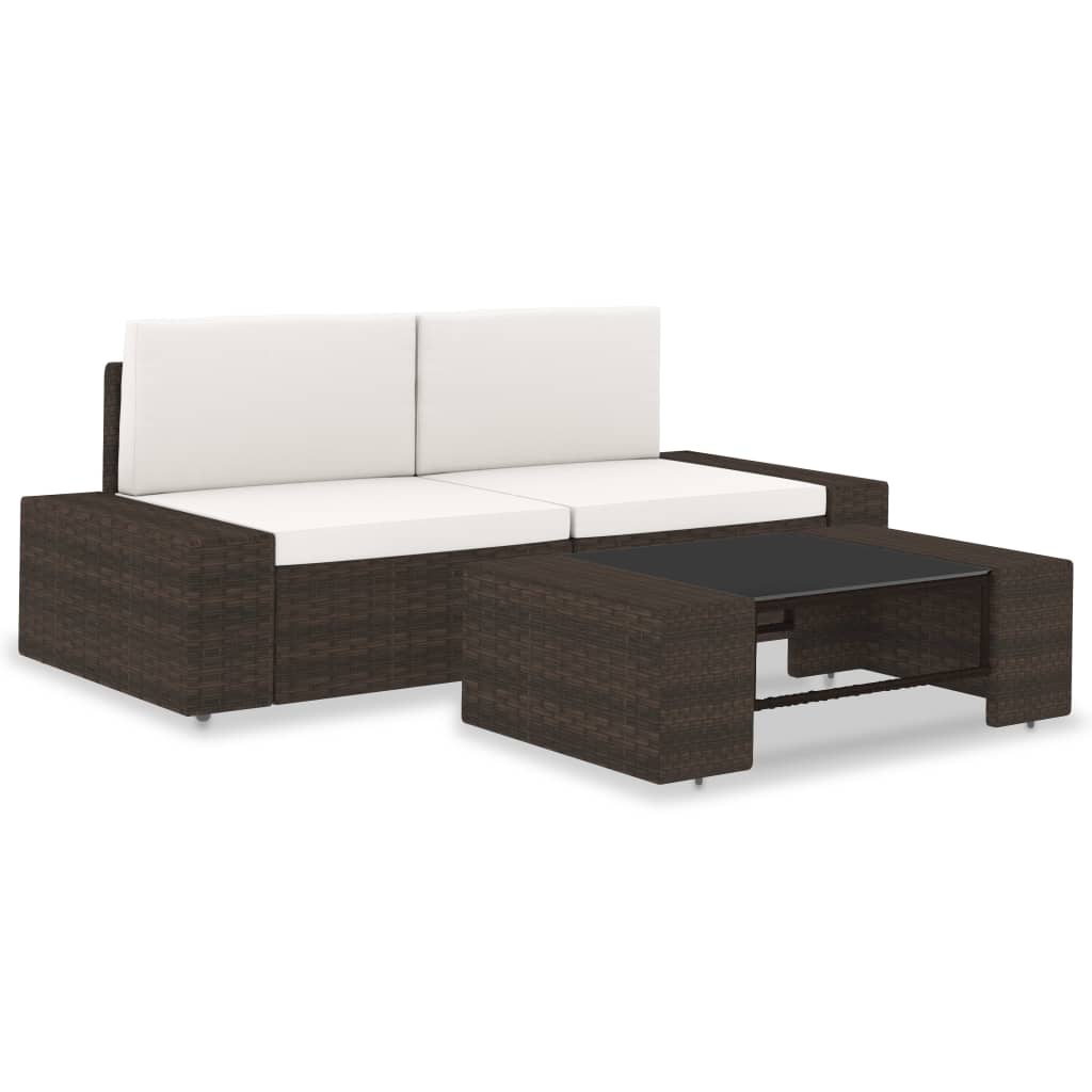 vidaXL Modulares Mittelsofa Poly Rattan Schwarz