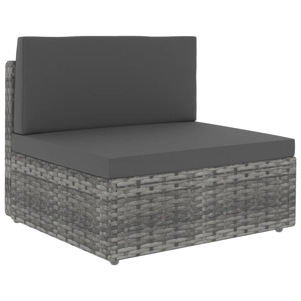 vidaXL Modulares Mittelsofa Poly Rattan Schwarz