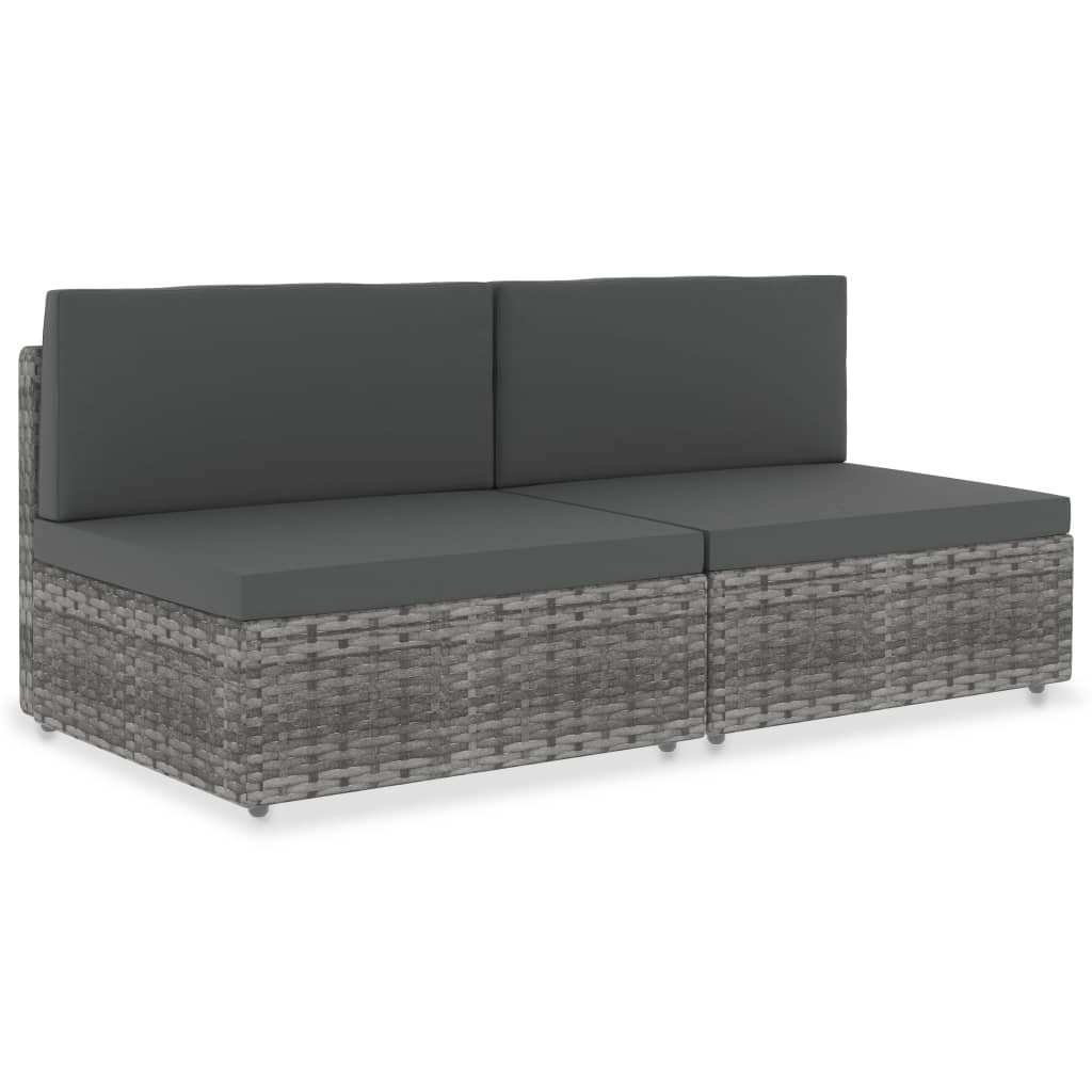 vidaXL Modulares Mittelsofa Poly Rattan Schwarz