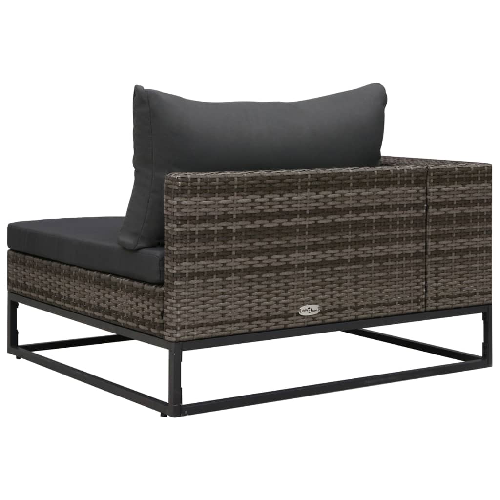 vidaXL 2-tlg. Garten-Sofagarnitur mit Auflagen Poly Rattan Grau