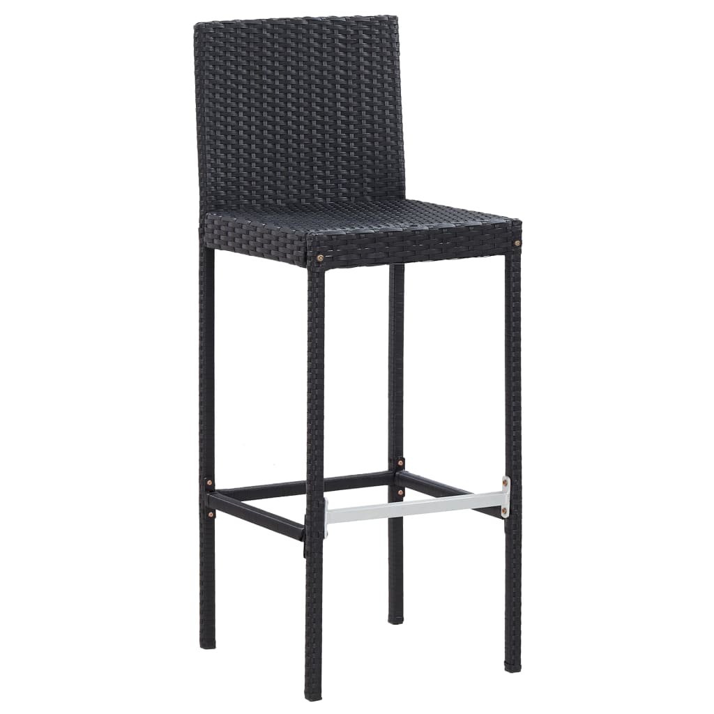 vidaXL 5-tlg. Garten-Bar-Set Poly Rattan und Akazienholz Schwarz