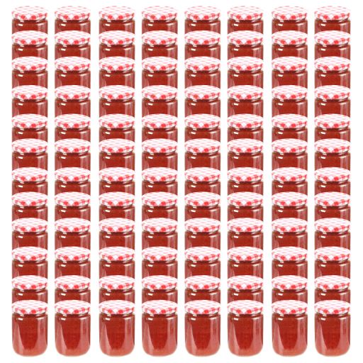 vidaXL Marmeladengläser mit Weißem/Rotem Deckel 48 Stk. 230 ml