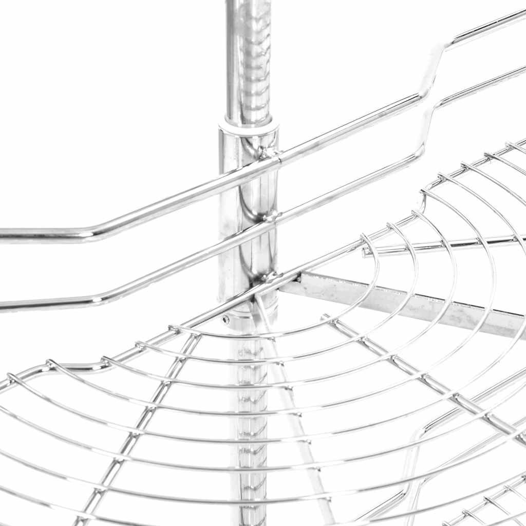 vidaXL 2-stufiger Küchen-Drahtkorb Silbern 180 Grad 75x38x80 cm