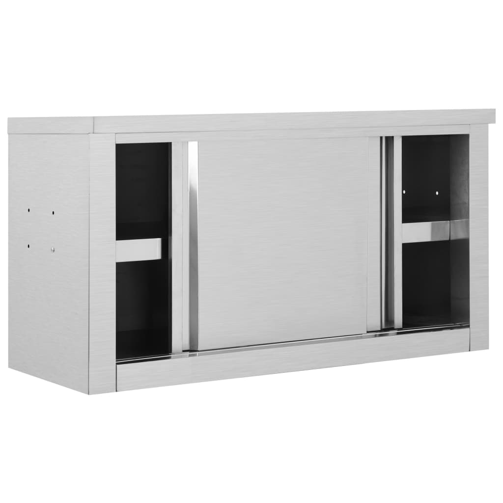 vidaXL Wandhängeschrank mit Schiebetüren 90×40×50 cm Edelstahl