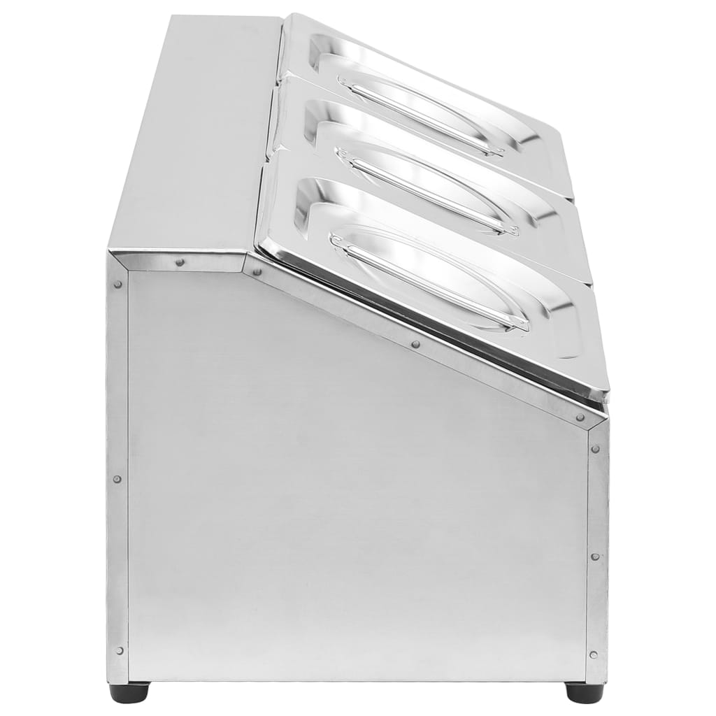 vidaXL Gastronorm-Ständer mit 3 GN 1/6 Behältern Edelstahl