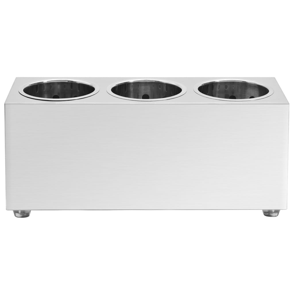 vidaXL Besteckbehälter 3 Fächer Rechteckig Edelstahl