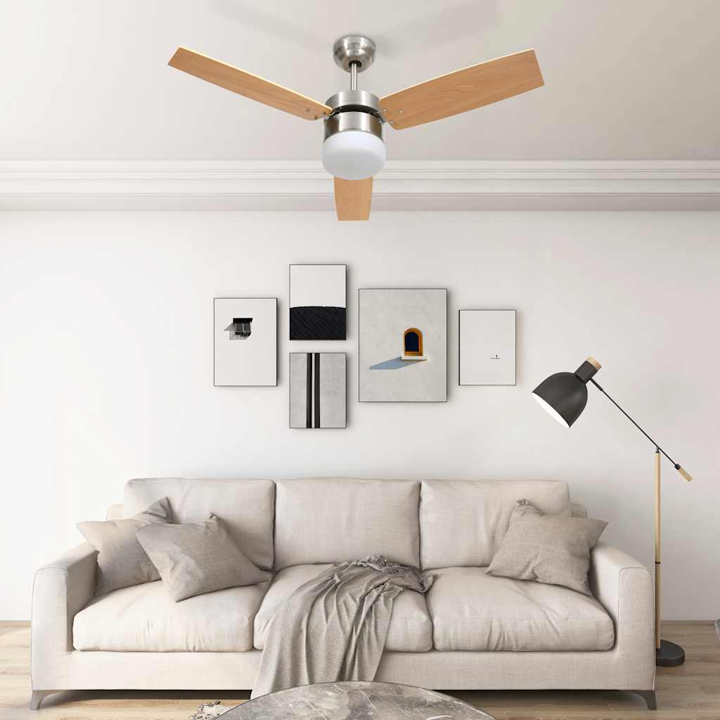 vidaXL Deckenventilator mit Licht und Fernbedienung 108 cm Dunkelbraun