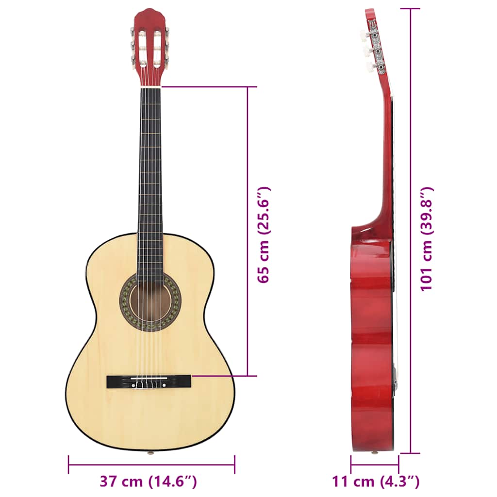 vidaXL Klassische Gitarre für Anfänger 4/4 39" Lindenholz