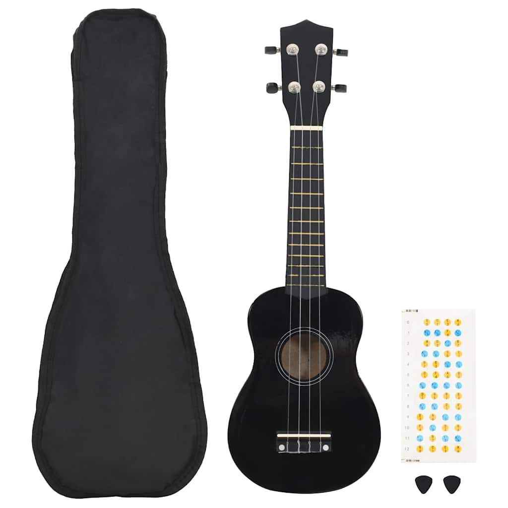 vidaXL Sopran Ukulele Set für Kinder mit Tasche Dunkles Holz 21"