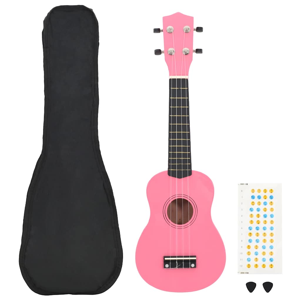 vidaXL Sopran Ukulele Set für Kinder mit Tasche Dunkles Holz 21"