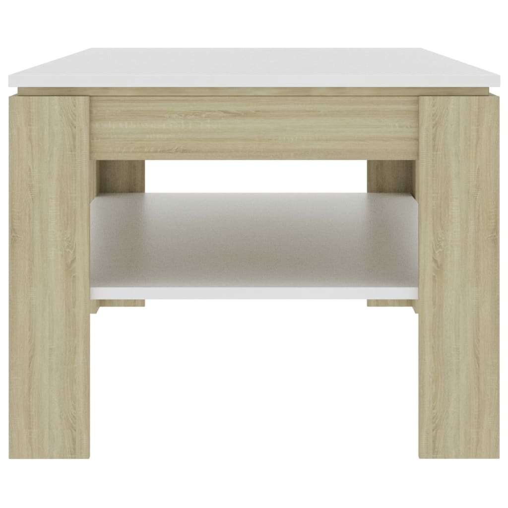 vidaXL Couchtisch Weiß und Sonoma-Eiche 110x60x47 cm Holzwerkstoff