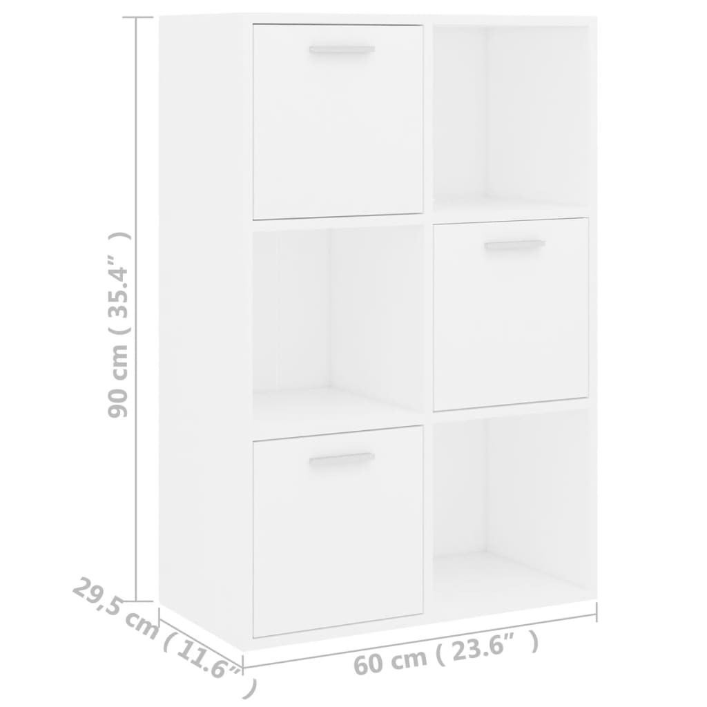 vidaXL Lagerschrank Weiß 60x29,5x90 cm Holzwerkstoff