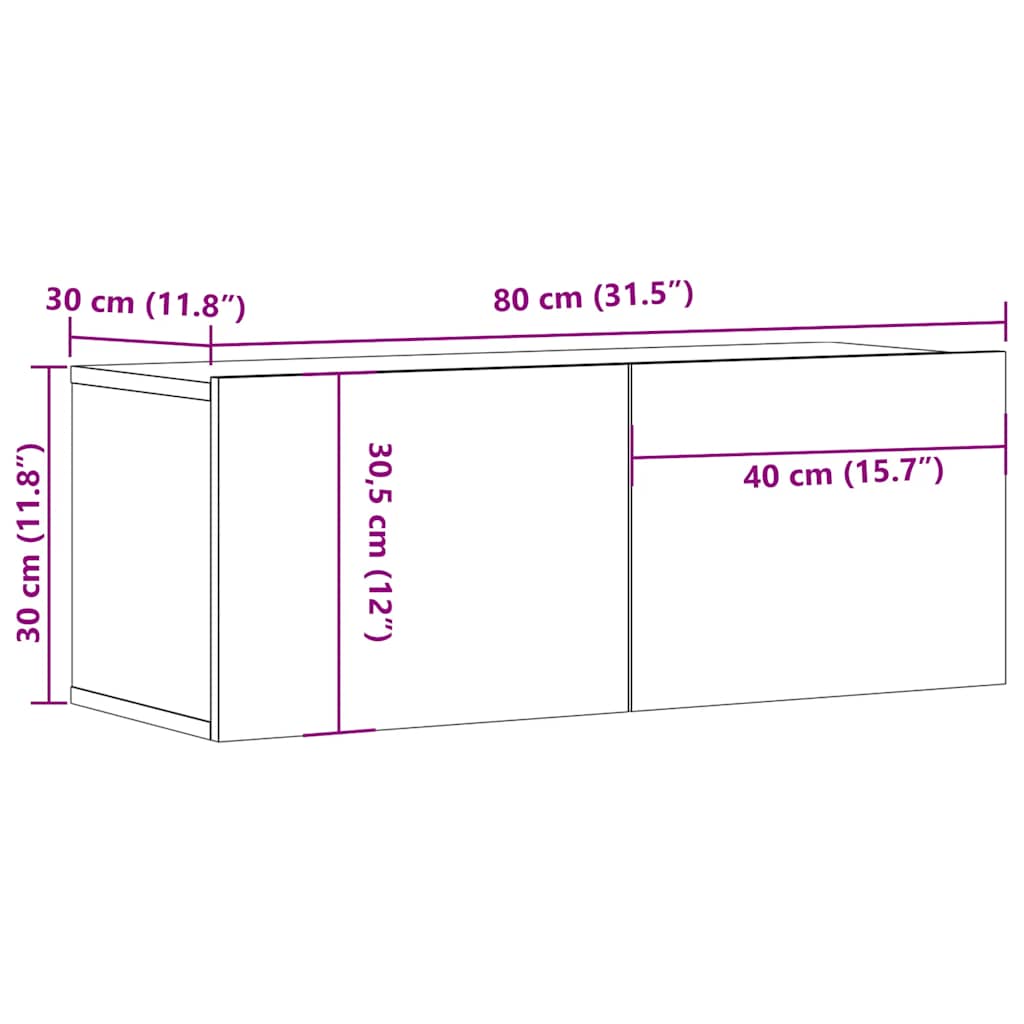 vidaXL TV-Schrank Weiß 80x30x30 cm Holzwerkstoff
