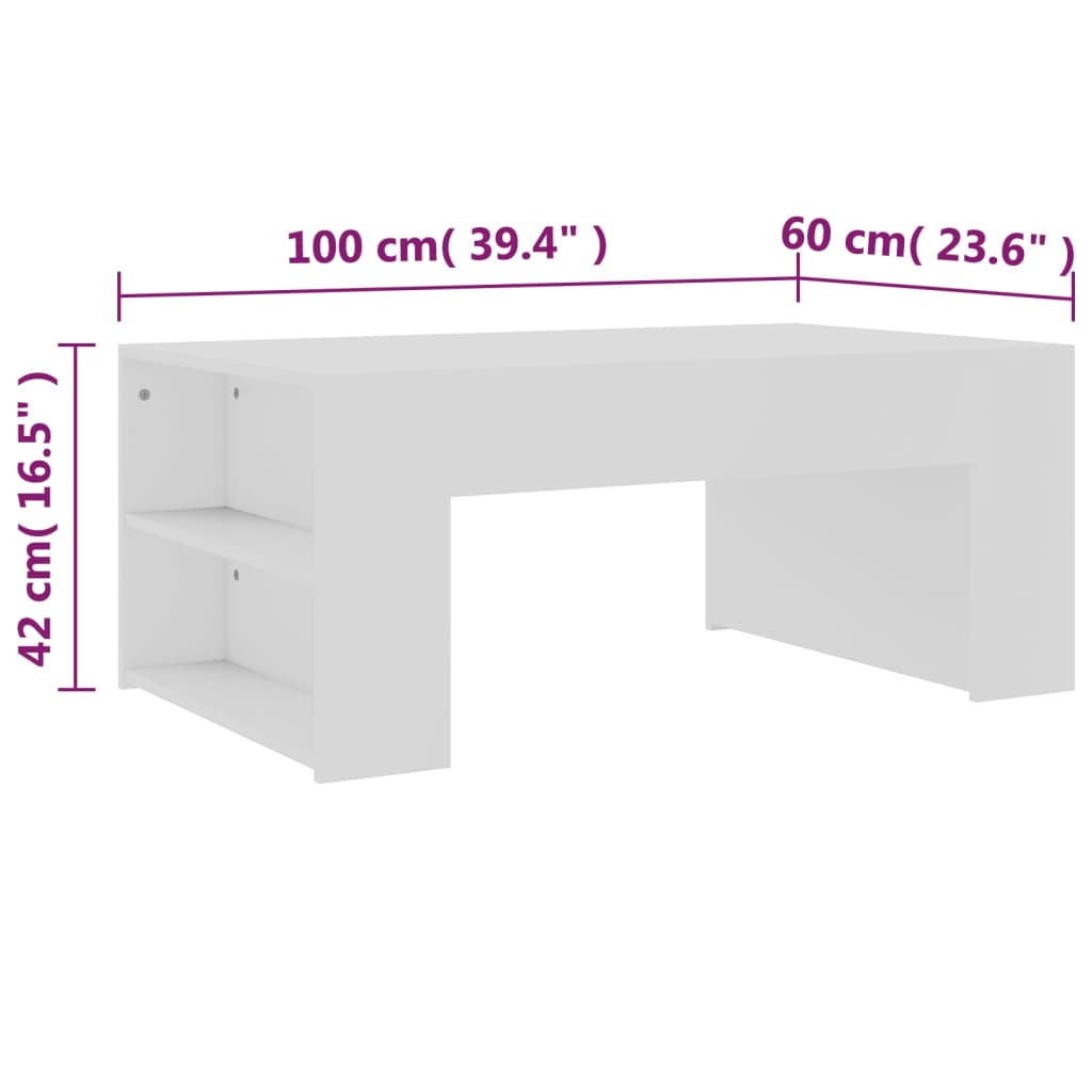 Couchtisch Weiß 100x60x42 cm Holzwerkstoff