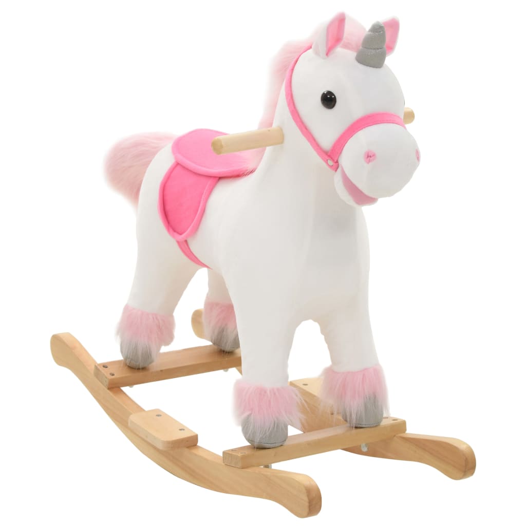Schaukeltier Pferd Plüsch 65x32x58 cm Rosa
