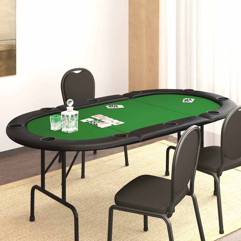 Pokertisch Klappbar 10 Spieler Grün 207x106x76 cm