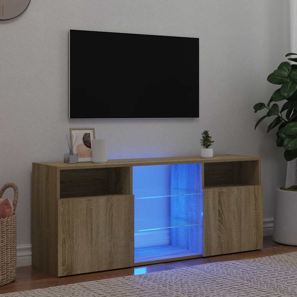TV-Schrank mit LED-Leuchten Weiß 120x30x50 cm