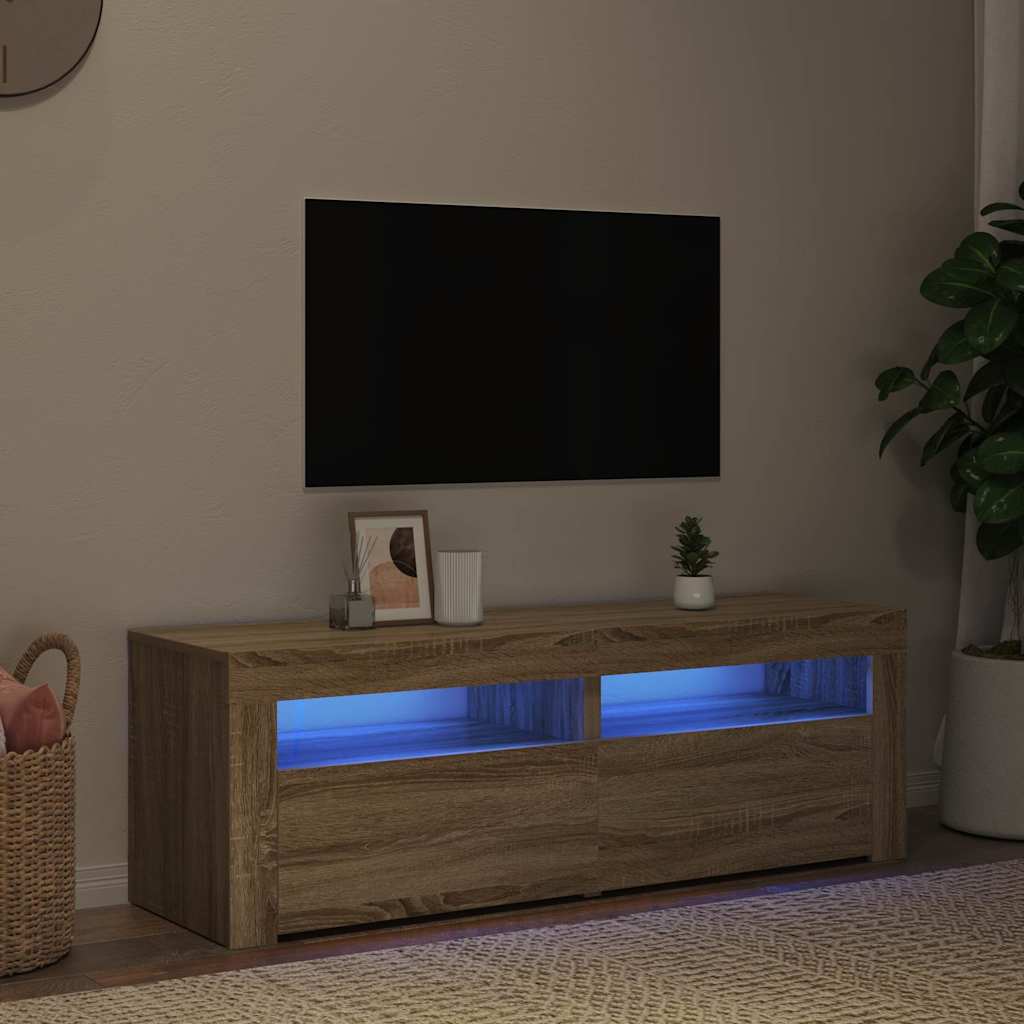 TV-Schrank mit LED-Leuchten Weiß 120x35x40 cm