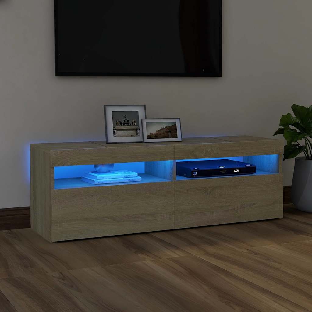 TV-Schrank mit LED-Leuchten Weiß 120x35x40 cm