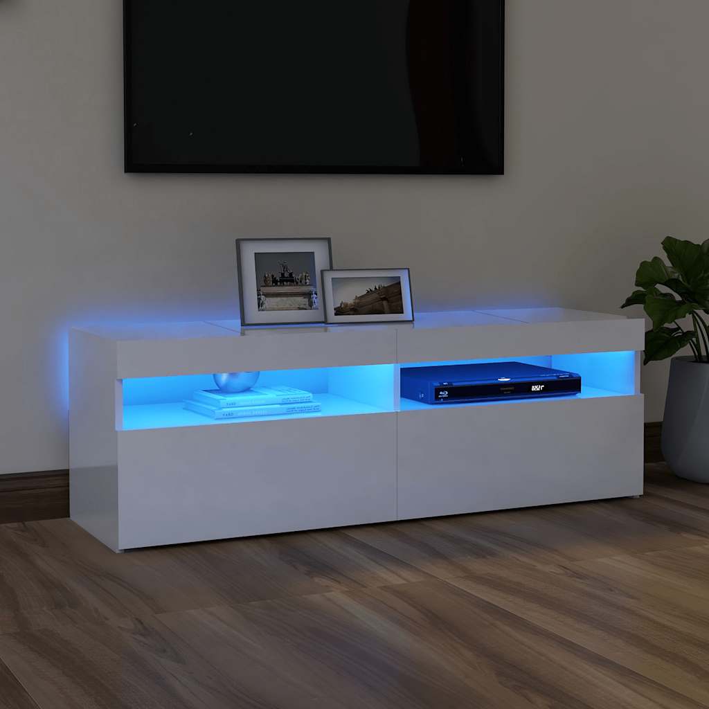 TV-Schrank mit LED-Leuchten Weiß 120x35x40 cm