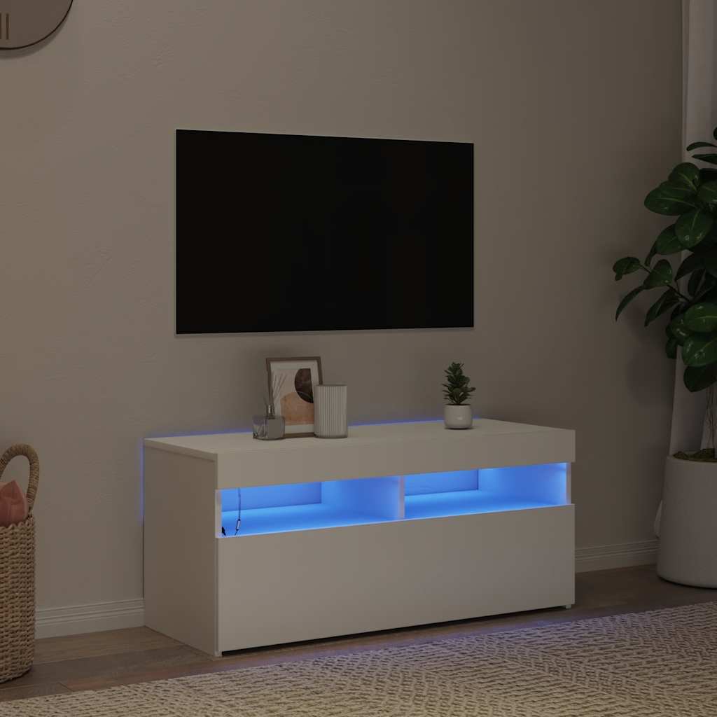 TV-Schrank mit LED-Leuchten Weiß 120x35x40 cm