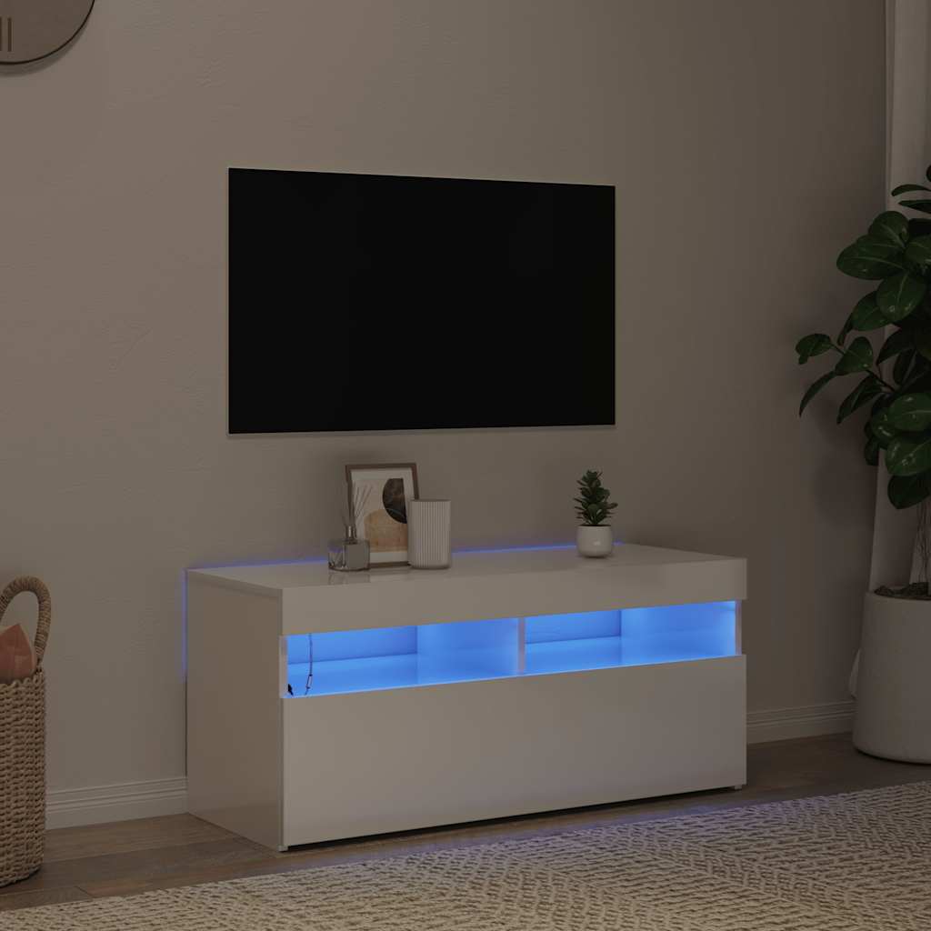 TV-Schrank mit LED-Leuchten Weiß 120x35x40 cm