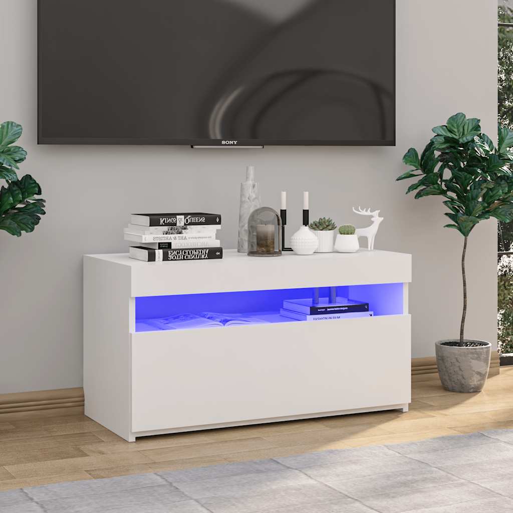 TV-Schrank mit LED-Leuchten Weiß 120x35x40 cm