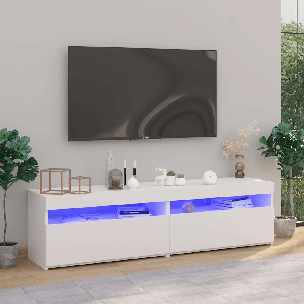 TV-Schrank mit LED-Leuchten Weiß 120x35x40 cm
