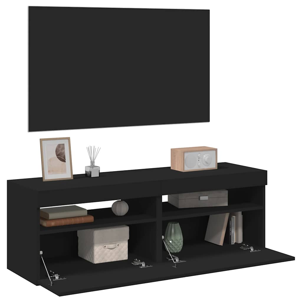 TV-Schrank mit LED-Leuchten Weiß 120x35x40 cm