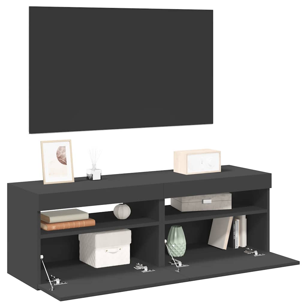 TV-Schrank mit LED-Leuchten Weiß 120x35x40 cm