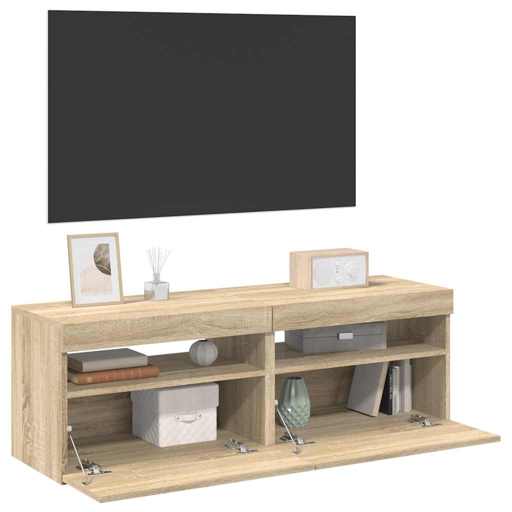 TV-Schrank mit LED-Leuchten Weiß 120x35x40 cm