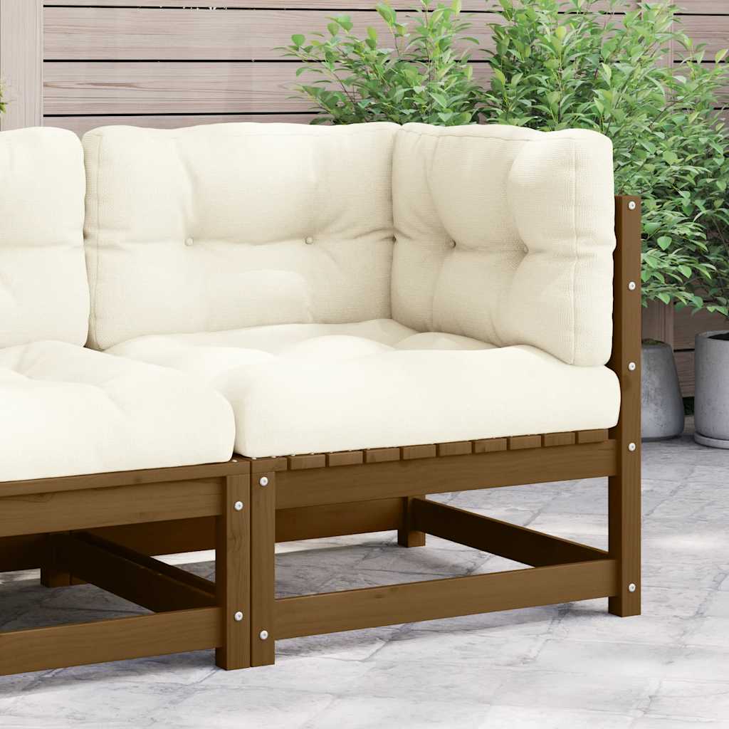 Garten-Ecksofa mit Grauen Kissen Massivholz Kiefer