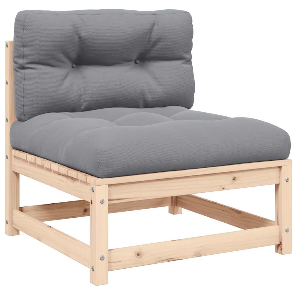Garten-Ecksofa mit Grauen Kissen Massivholz Kiefer