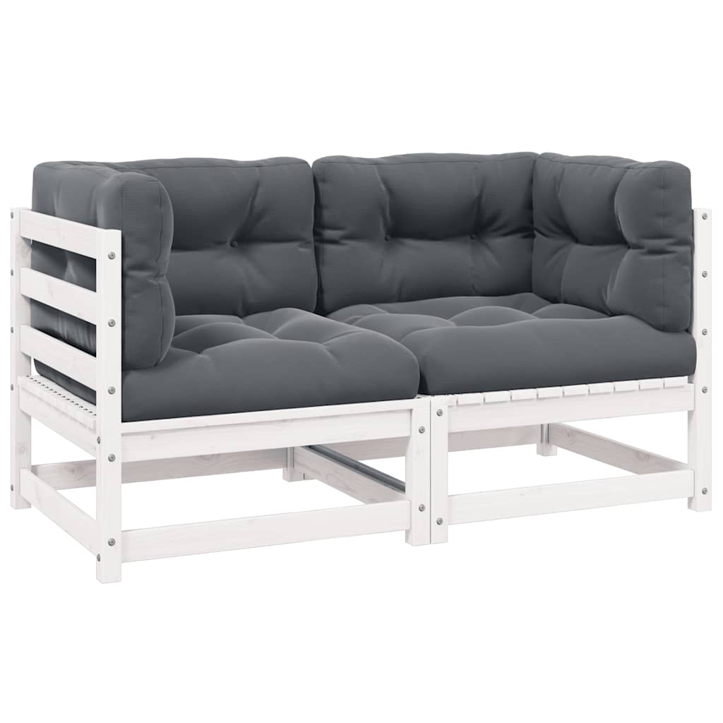 Garten-Ecksofa mit Grauen Kissen Massivholz Kiefer