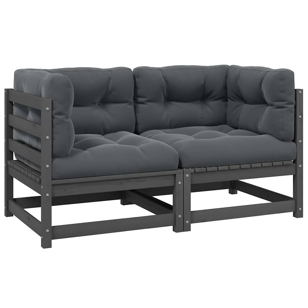 Garten-Ecksofa mit Grauen Kissen Massivholz Kiefer