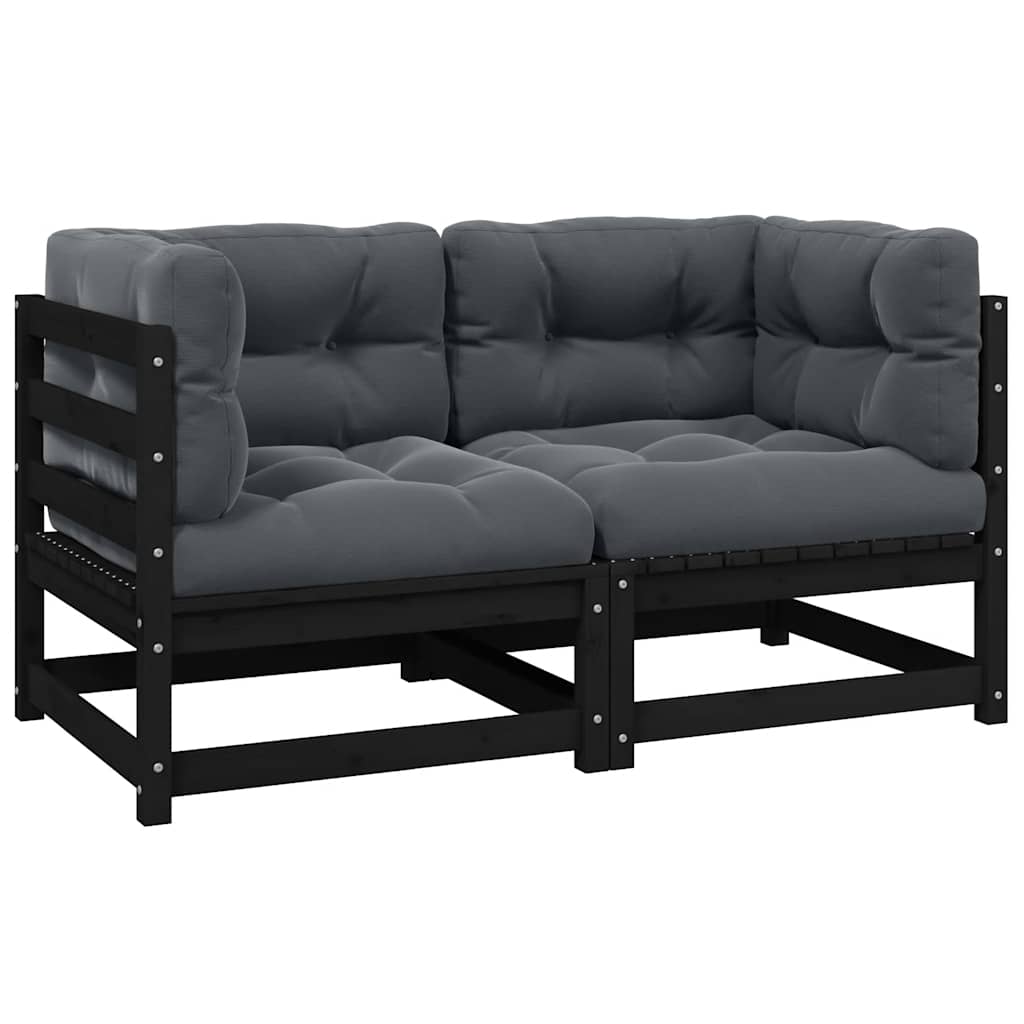 Garten-Ecksofa mit Grauen Kissen Massivholz Kiefer