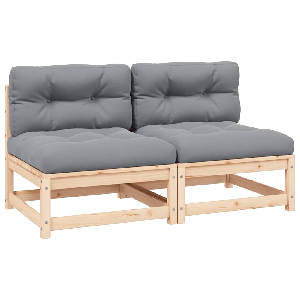 Garten-Ecksofa mit Grauen Kissen Massivholz Kiefer