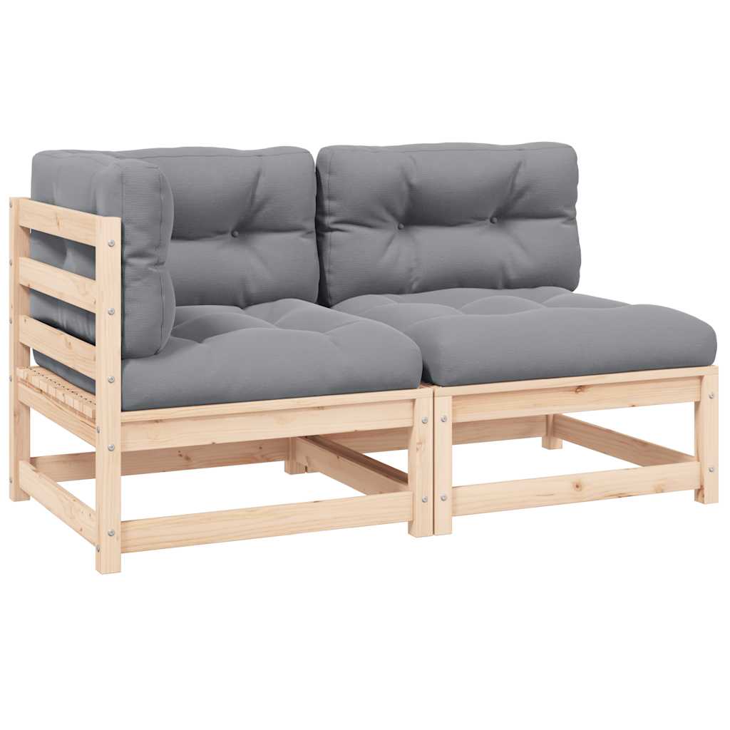 Garten-Ecksofa mit Grauen Kissen Massivholz Kiefer