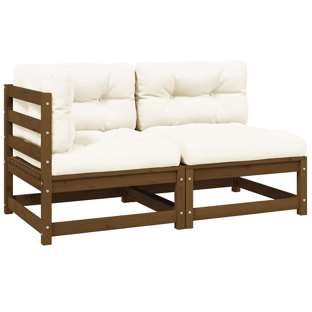 Garten-Ecksofa mit Grauen Kissen Massivholz Kiefer