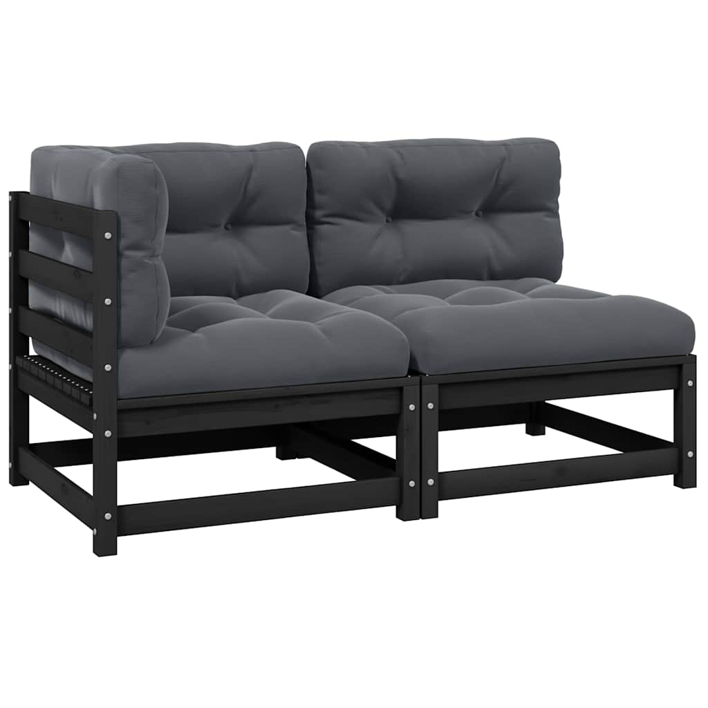 Garten-Ecksofa mit Grauen Kissen Massivholz Kiefer