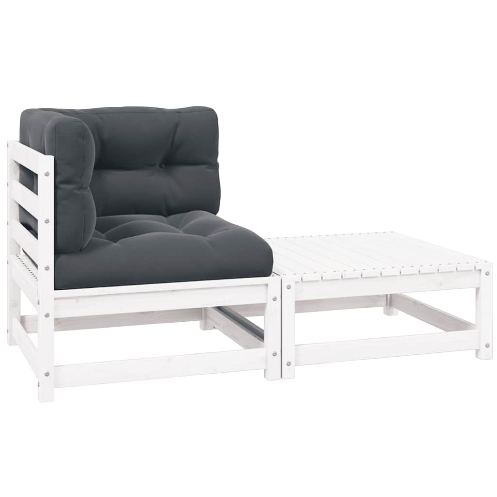 Garten-Ecksofa mit Grauen Kissen Massivholz Kiefer