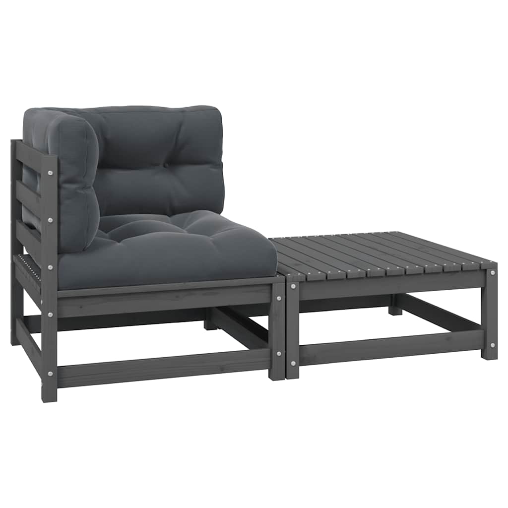 Garten-Ecksofa mit Grauen Kissen Massivholz Kiefer