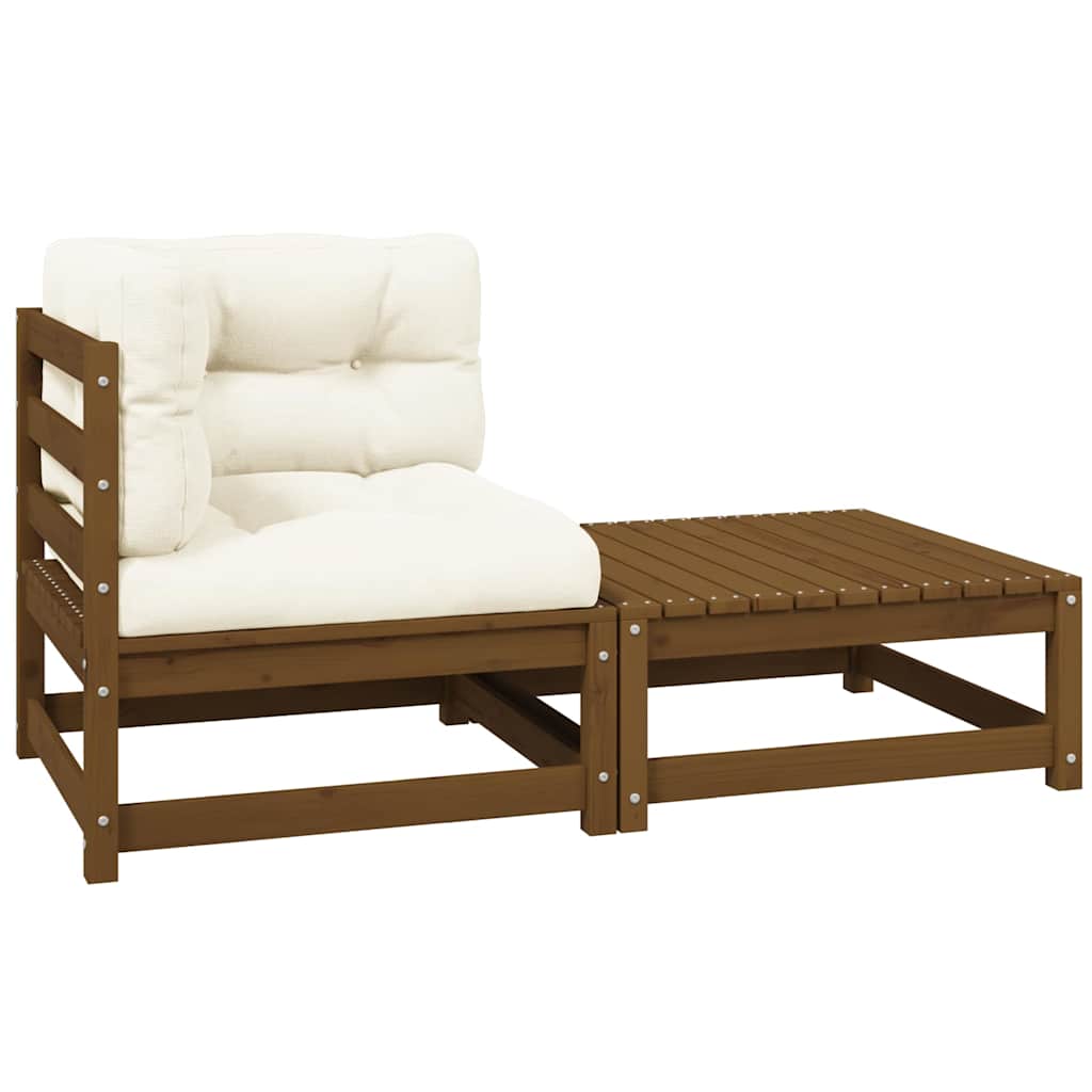 Garten-Ecksofa mit Grauen Kissen Massivholz Kiefer