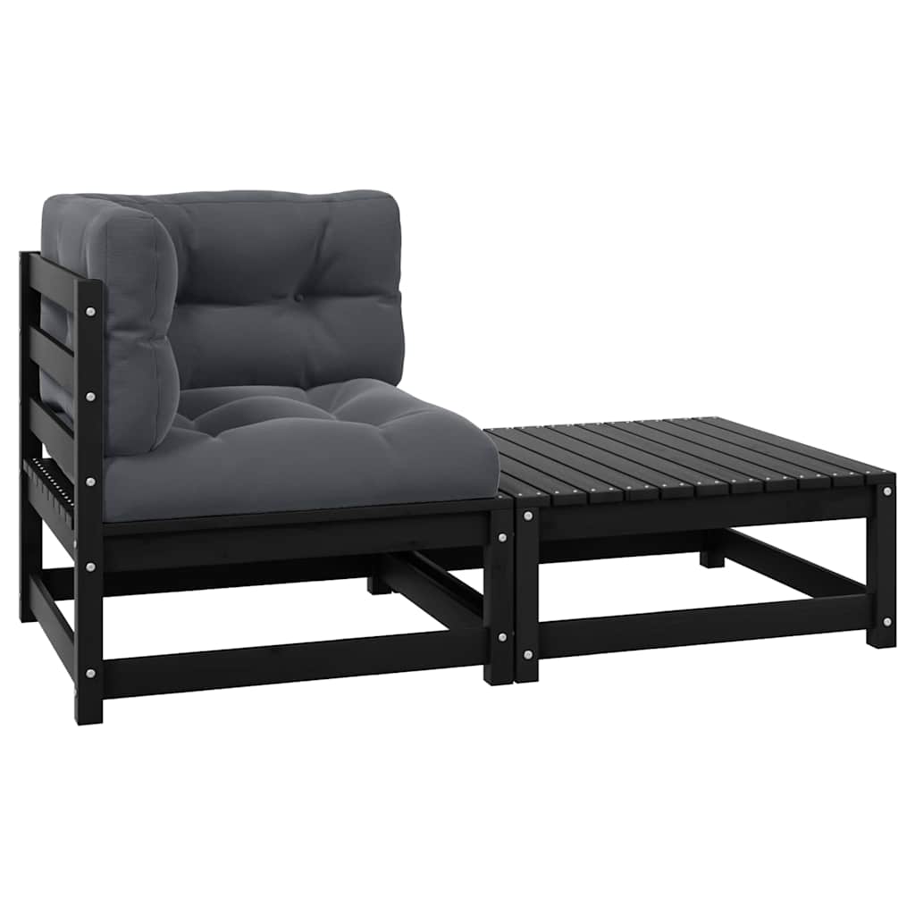 Garten-Ecksofa mit Grauen Kissen Massivholz Kiefer