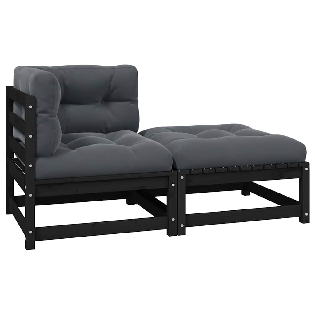 Garten-Ecksofa mit Grauen Kissen Massivholz Kiefer