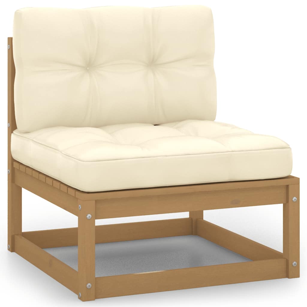 Garten-Ecksofa mit Grauen Kissen Massivholz Kiefer