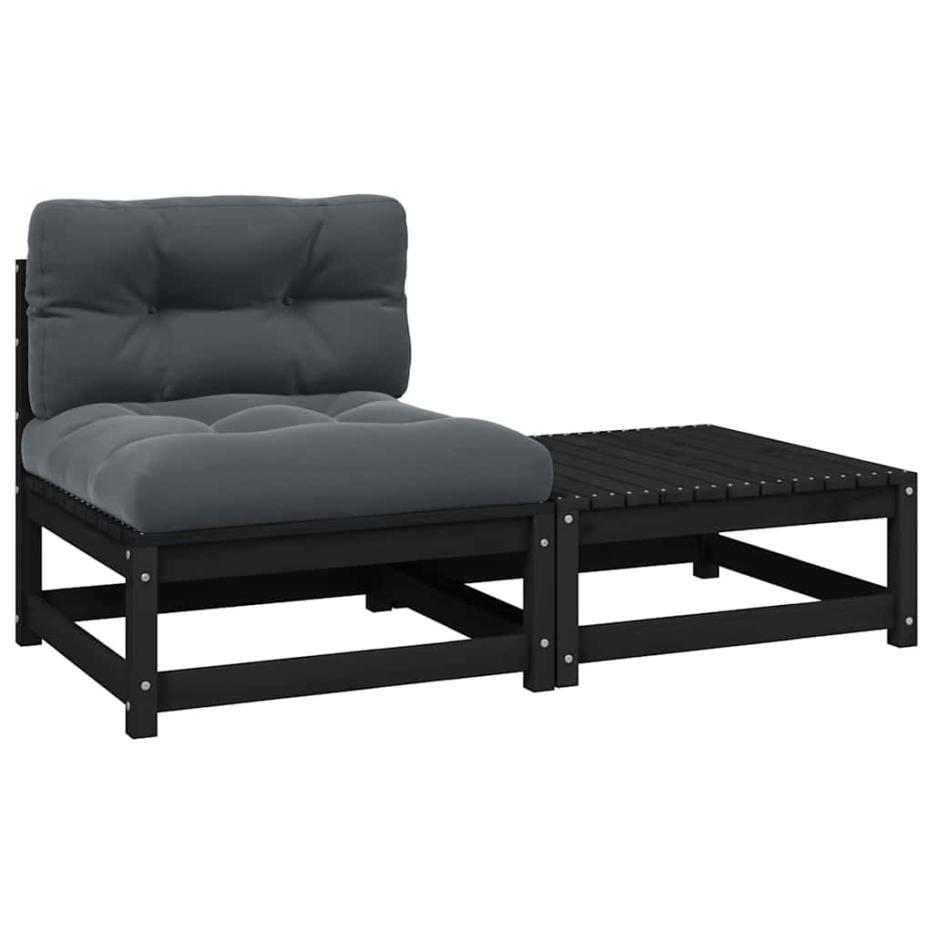 Garten-Ecksofa mit Grauen Kissen Massivholz Kiefer