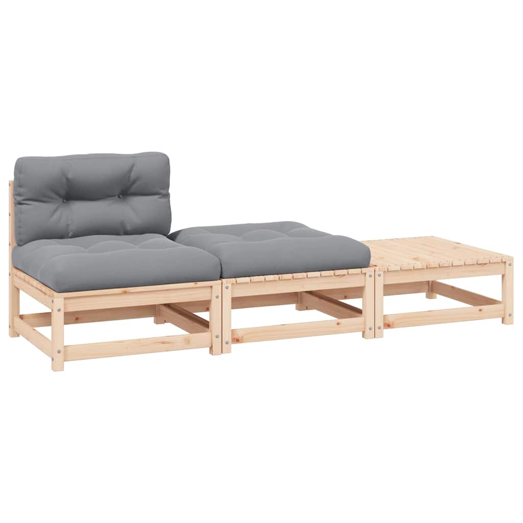 Garten-Ecksofa mit Grauen Kissen Massivholz Kiefer