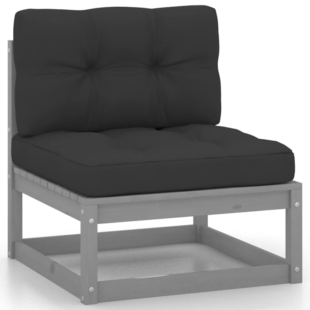 Garten-Ecksofa mit Grauen Kissen Massivholz Kiefer